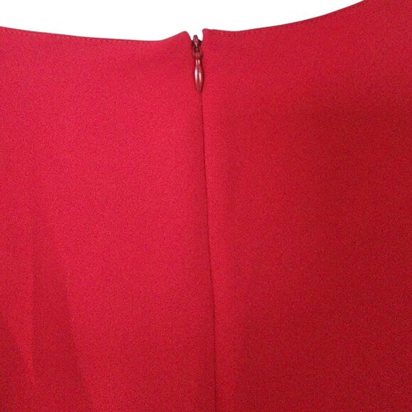 Caroline Rose Julia Matte Crepe Shift Dress Red XL 3/4 Flutter Sleeve Round Neck - Picture 9 of 9